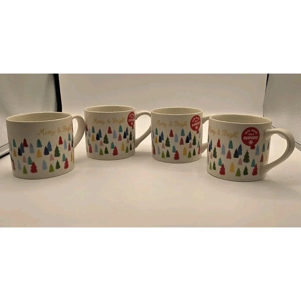 Target Wondershop Winter Christmas Tree Mug Cocoa Coffee 15 oz 2024 Set Of 4